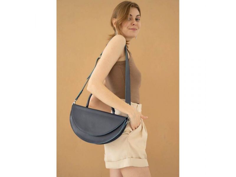 Женская кожаная сумка Сhris maxi темно-синяя, фото 1