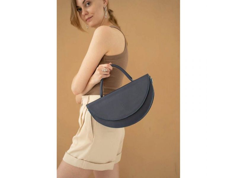 Женская кожаная сумка Сhris maxi темно-синяя, фото 2