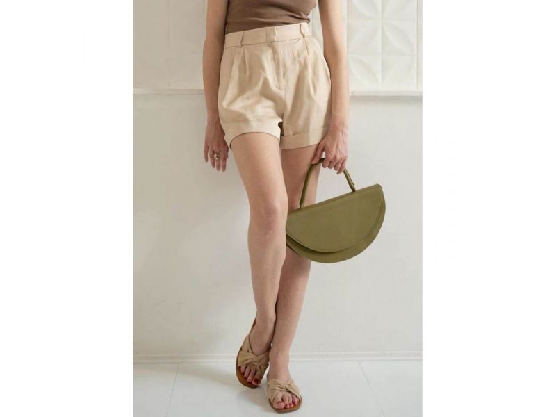 Женская кожаная сумка Сhris maxi оливковая, фото 7