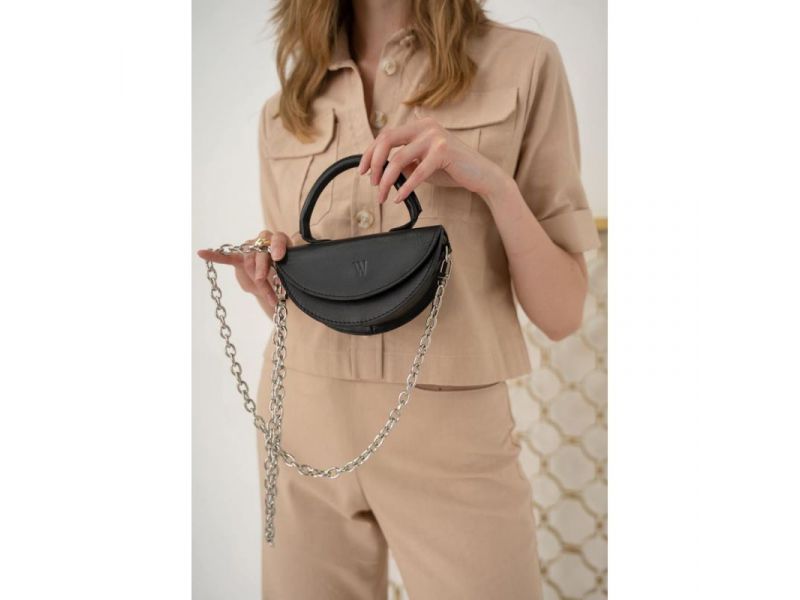 Женская кожаная мини-сумка Сhris micro черная, фото 3