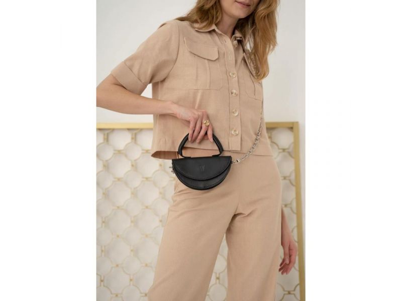 Женская кожаная мини-сумка Сhris micro черная, фото 4