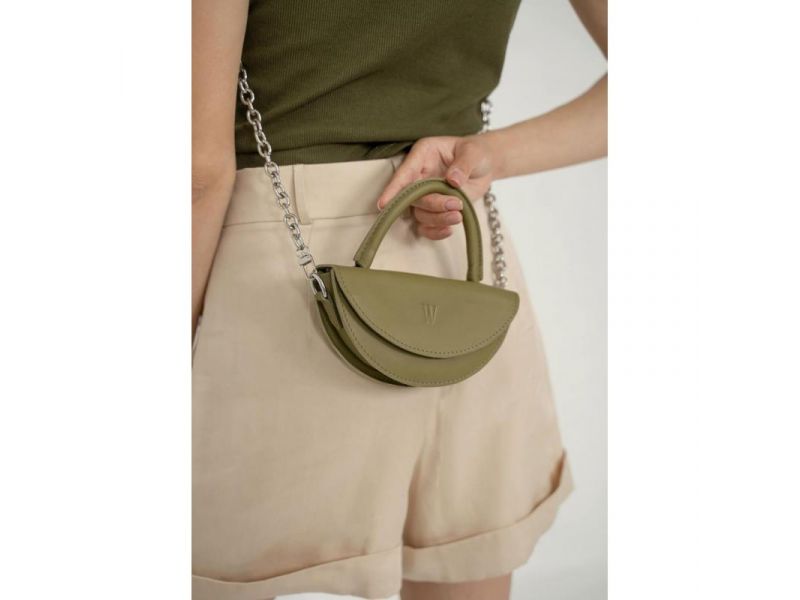 Женская кожаная мини-сумка Сhris micro оливковая, фото 2