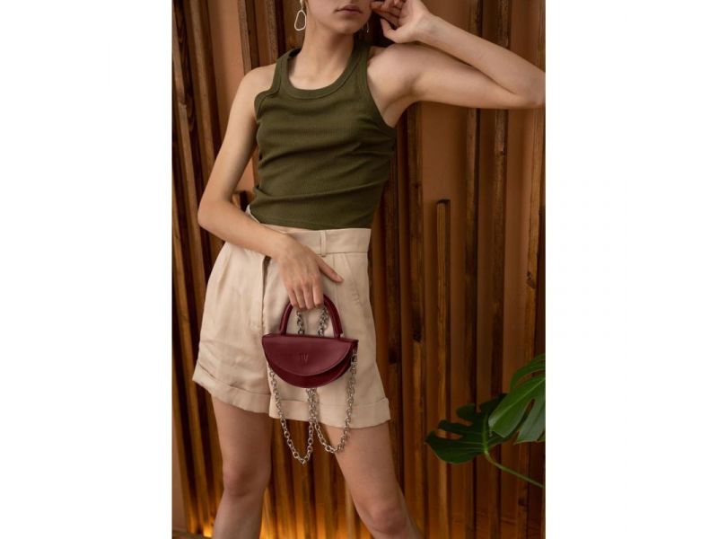 Женская кожаная мини-сумка Сhris micro бордовая, фото 1