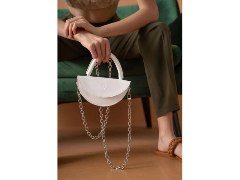 Женская кожаная мини-сумка Сhris micro белая, фото 2