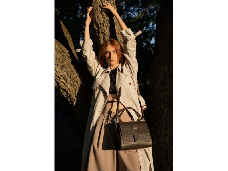 Женская кожаная сумка Ester темно-коричневая краст, фото 1