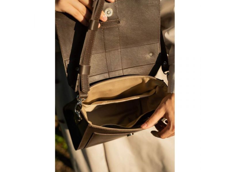 Женская кожаная сумка Ester темно-коричневая краст, фото 5