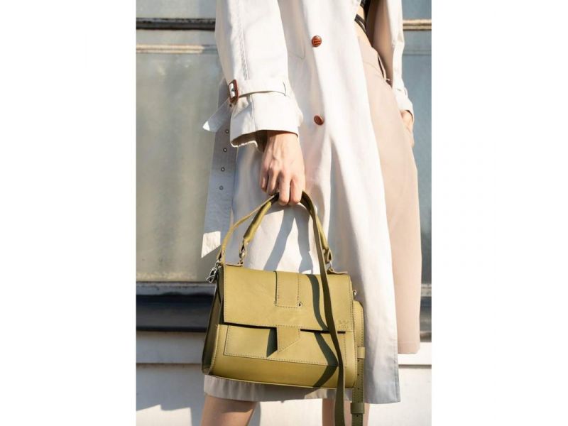 Женская кожаная сумка Ester оливковая, фото 2