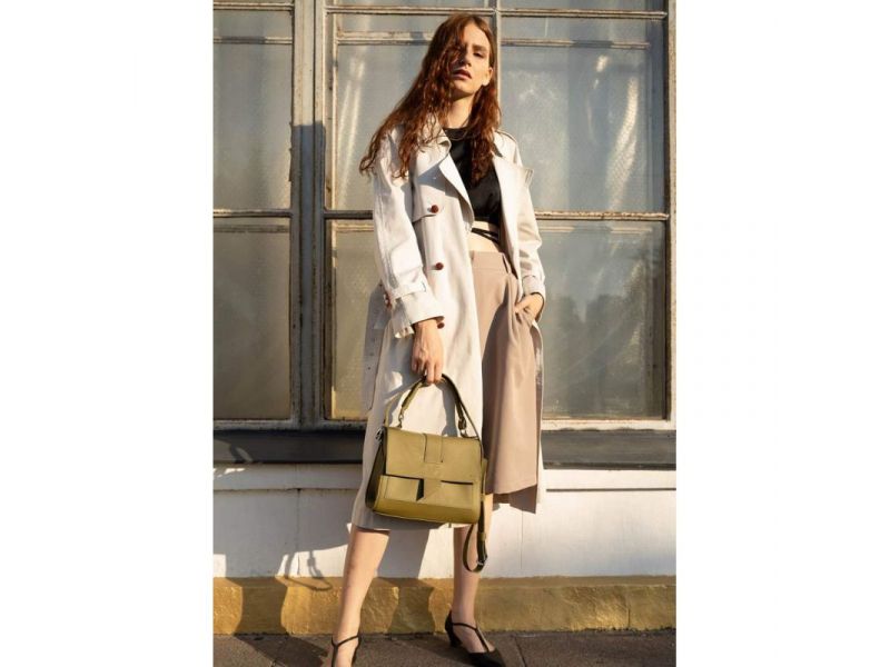 Женская кожаная сумка Ester оливковая, фото 3