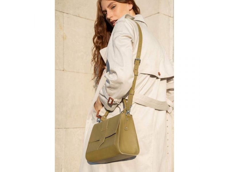 Женская кожаная сумка Ester оливковая, фото 4