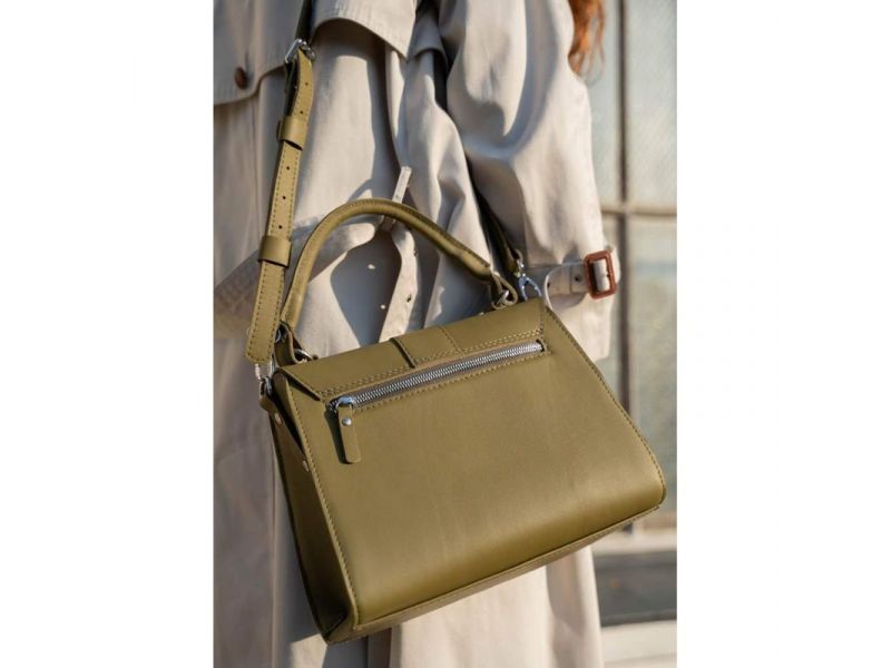 Женская кожаная сумка Ester оливковая, фото 5