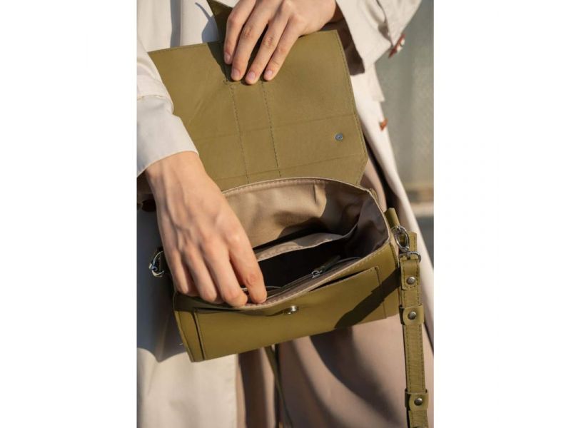 Женская кожаная сумка Ester оливковая, фото 6