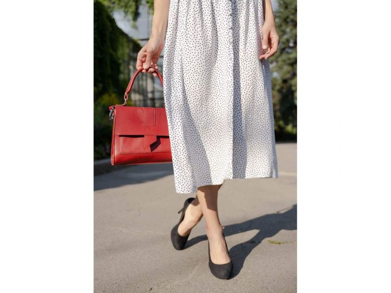 Женская кожаная сумка Ester красная, фото 3