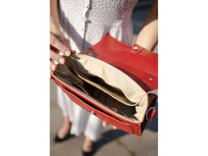 Женская кожаная сумка Ester красная, фото 5