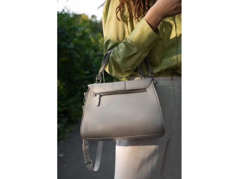 Женская кожаная сумка Ester серая, фото 3