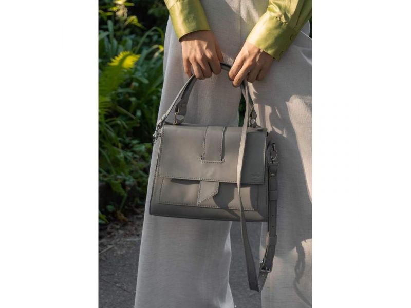 Женская кожаная сумка Ester серая, фото 6