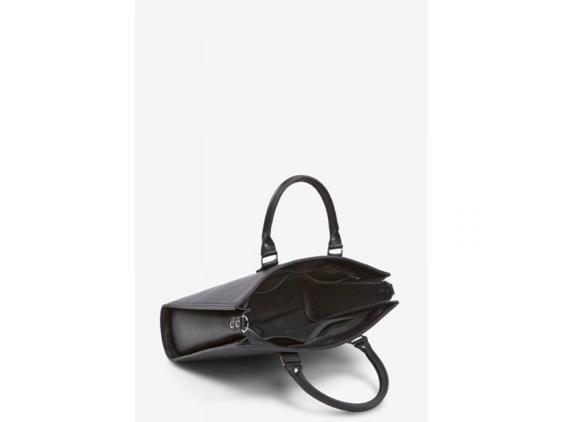 Женская кожаная сумка Fancy A4 черная краст, фото 6