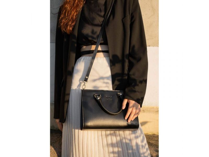 Женская кожаная сумка Fancy черная краст, фото 1