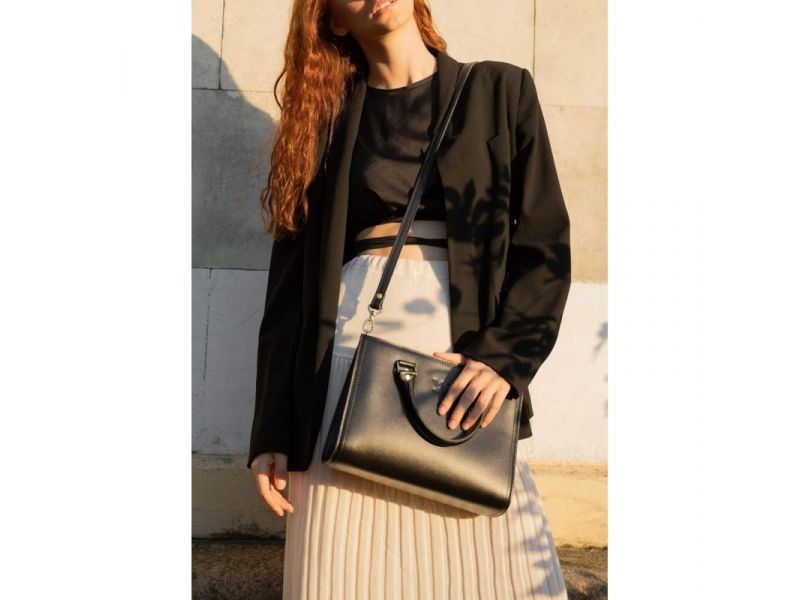 Женская кожаная сумка Fancy черная краст, фото 2