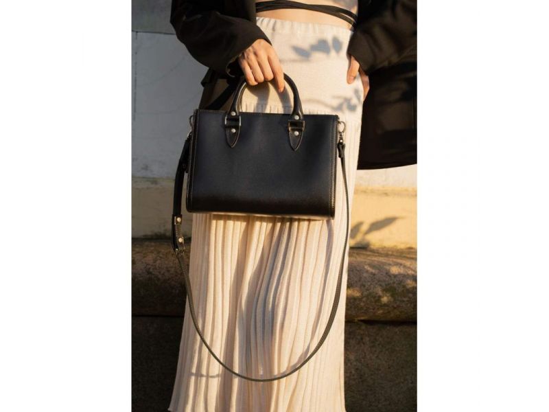 Женская кожаная сумка Fancy черная краст, фото 3