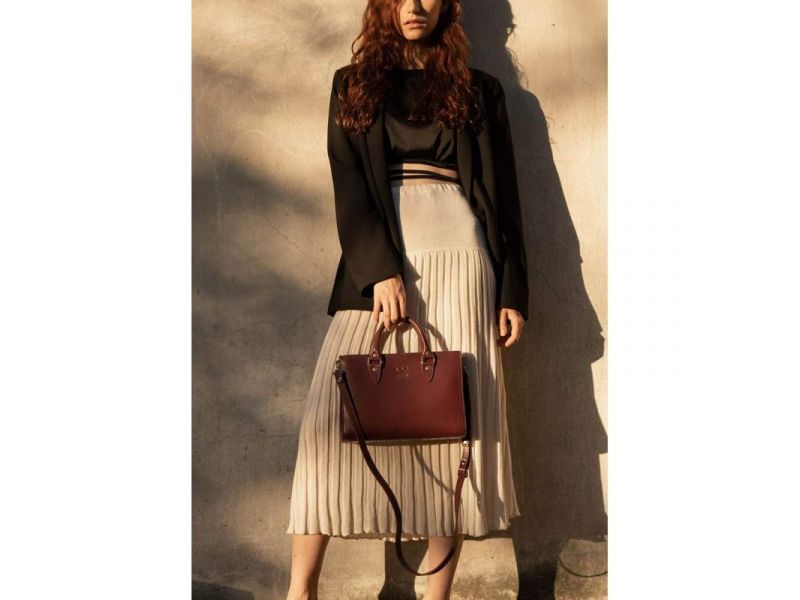 Женская кожаная сумка Fancy бордовая краст, фото 2