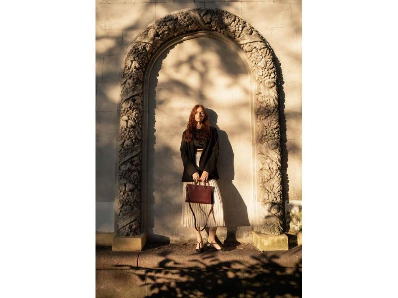 Женская кожаная сумка Fancy бордовая краст, фото 3