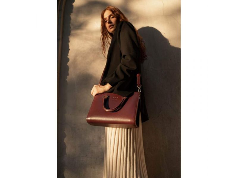 Женская кожаная сумка Fancy бордовая краст, фото 4