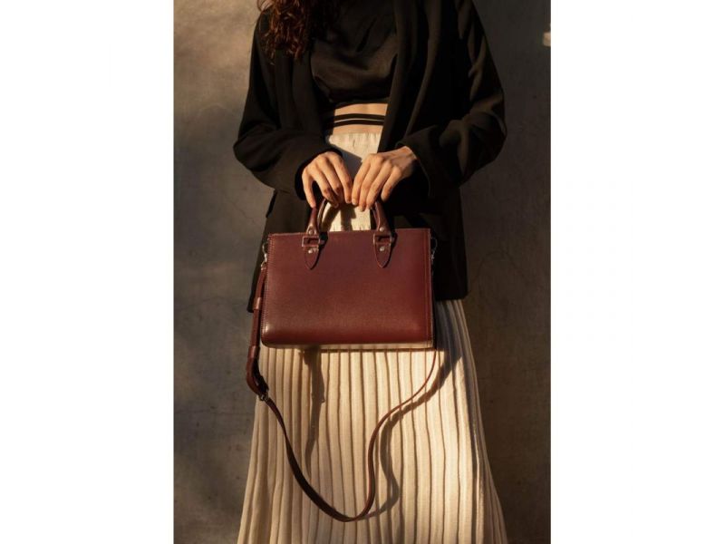 Женская кожаная сумка Fancy бордовая краст, фото 5