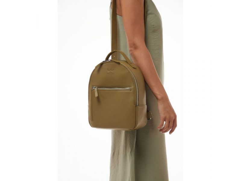 Кожаный рюкзак Groove S оливковый, фото 2