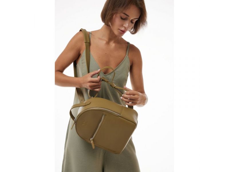 Кожаный рюкзак Groove S оливковый, фото 3