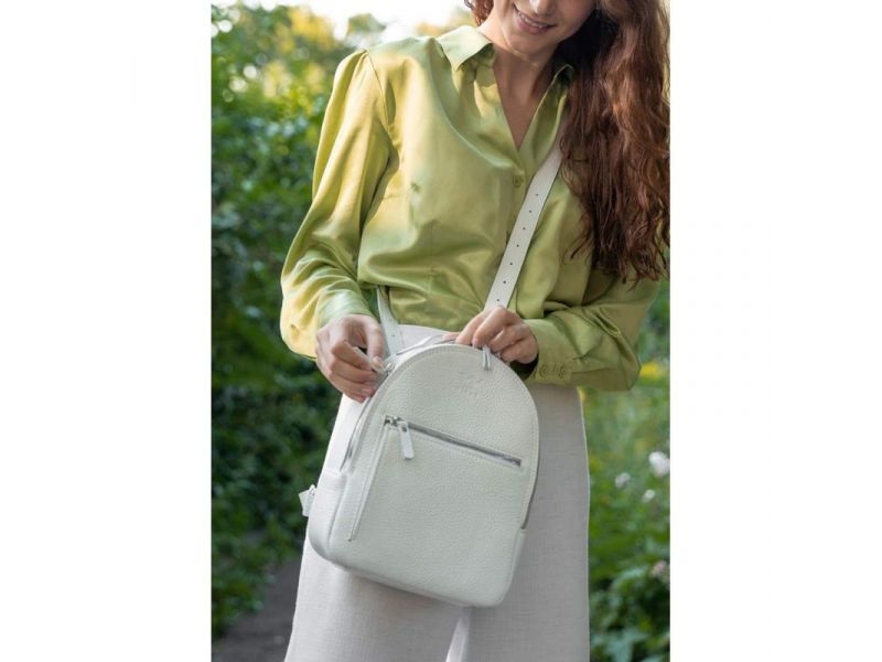 Кожаный рюкзак Groove S белый, фото 4