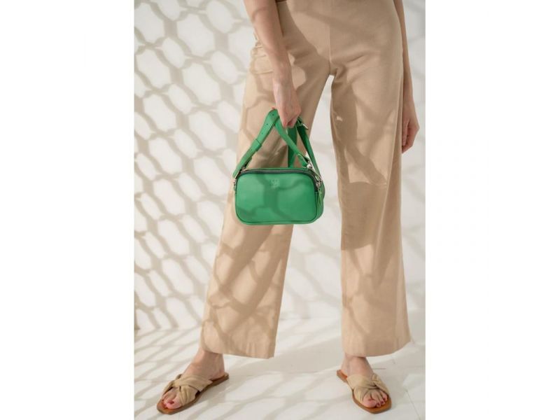 Женская кожаная сумка поясная/кроссбоди Holly зеленая, фото 1