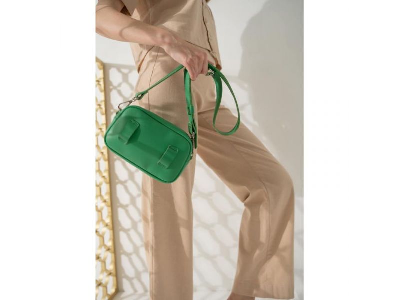 Женская кожаная сумка поясная/кроссбоди Holly зеленая, фото 7