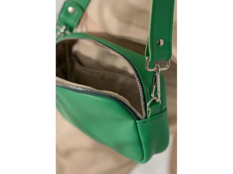 Женская кожаная сумка поясная/кроссбоди Holly зеленая, фото 8