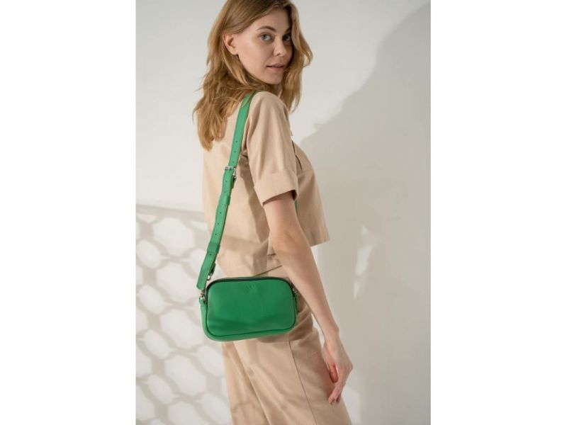 Женская кожаная сумка поясная/кроссбоди Holly зеленая, фото 2