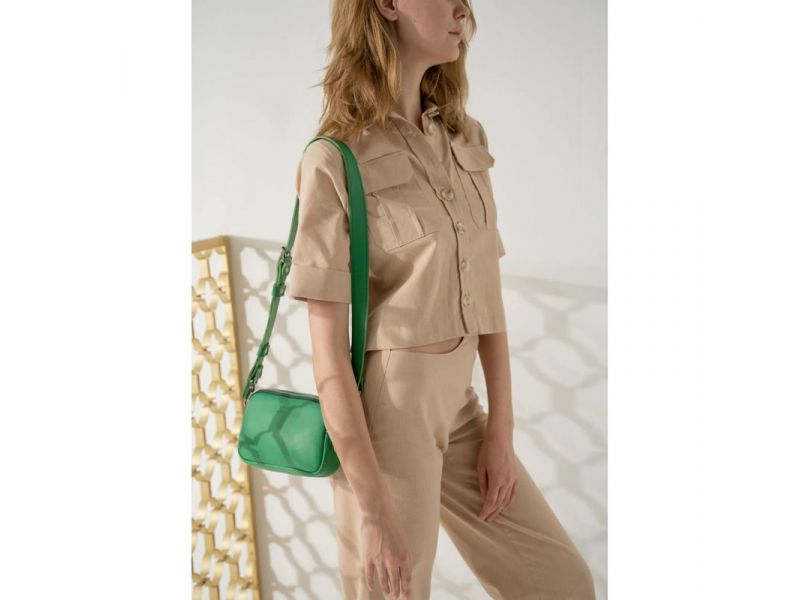 Женская кожаная сумка поясная/кроссбоди Holly зеленая, фото 3