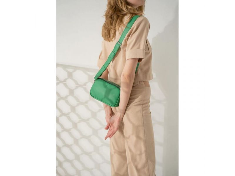Женская кожаная сумка поясная/кроссбоди Holly зеленая, фото 4
