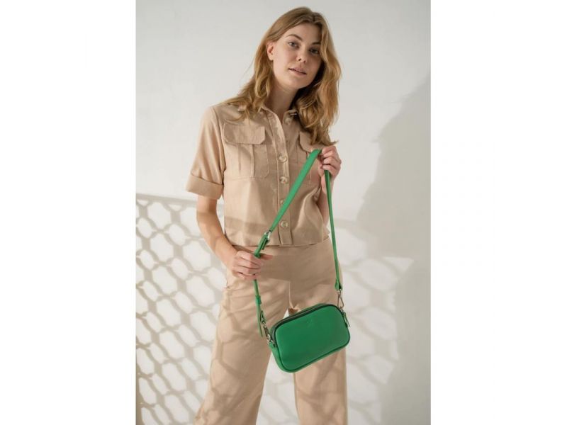 Женская кожаная сумка поясная/кроссбоди Holly зеленая, фото 5