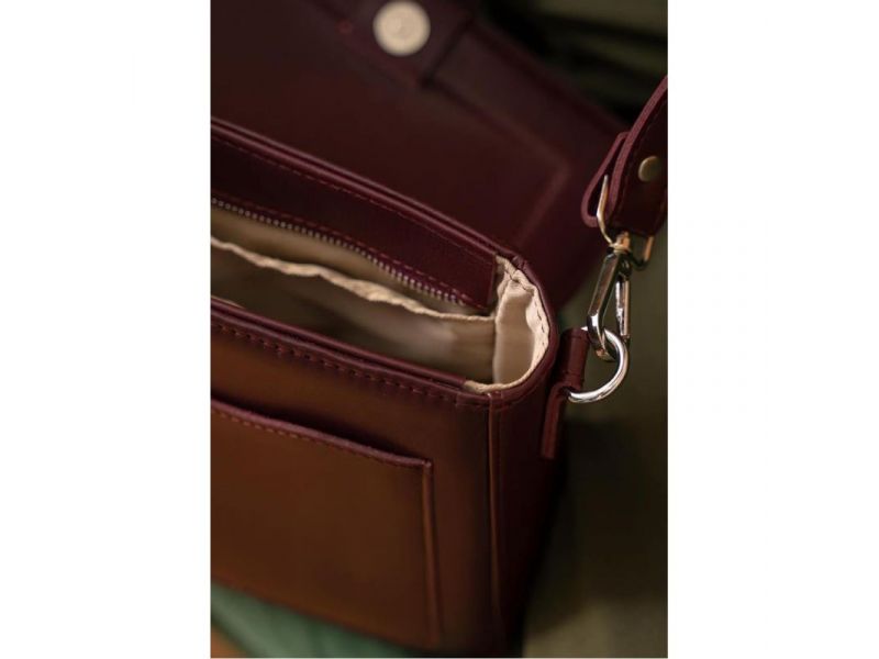 Женская кожаная сумка Jessie бордовая, фото 6