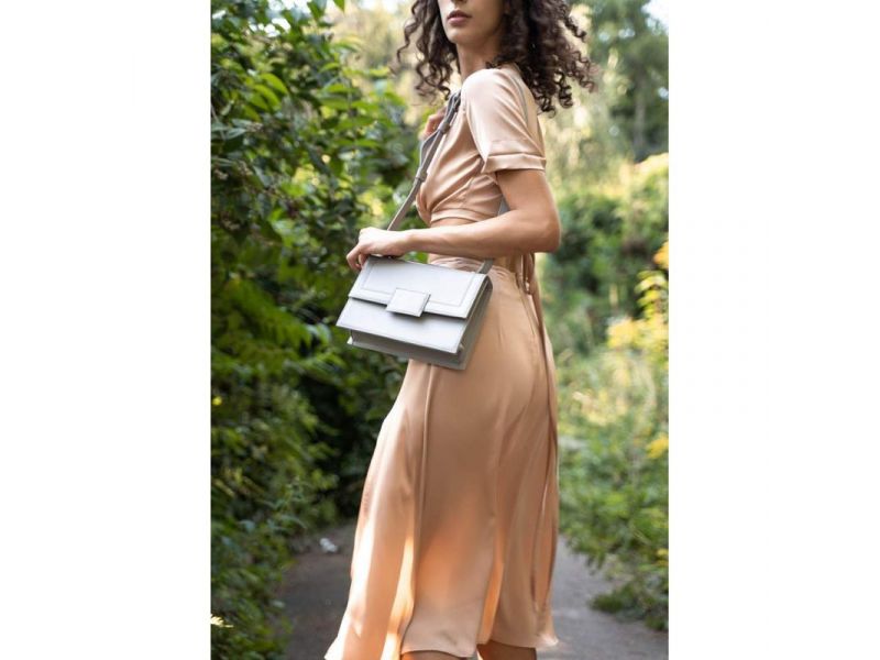 Женская кожаная сумка Kelly серая, фото 4