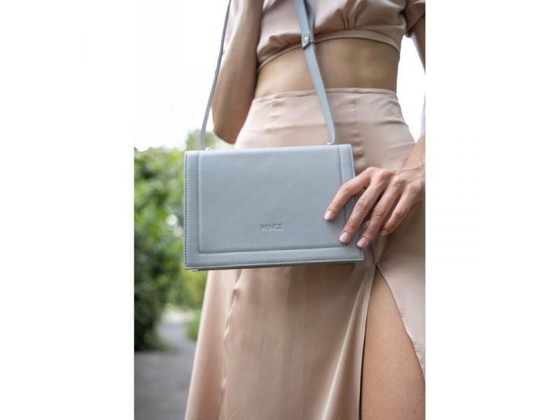 Женская кожаная сумка Kelly серая, фото 5