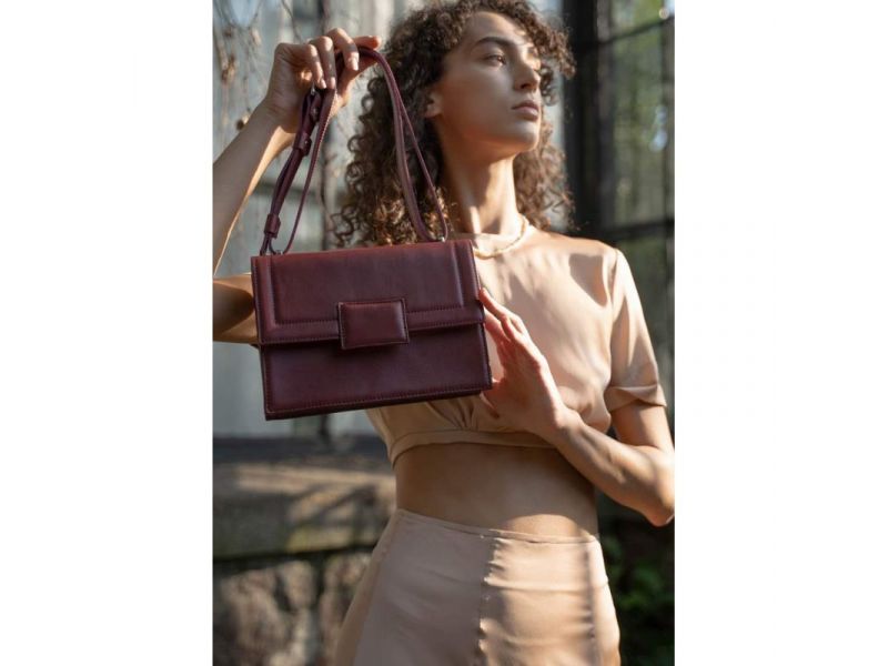 Женская кожаная сумка Kelly бордовая, фото 1