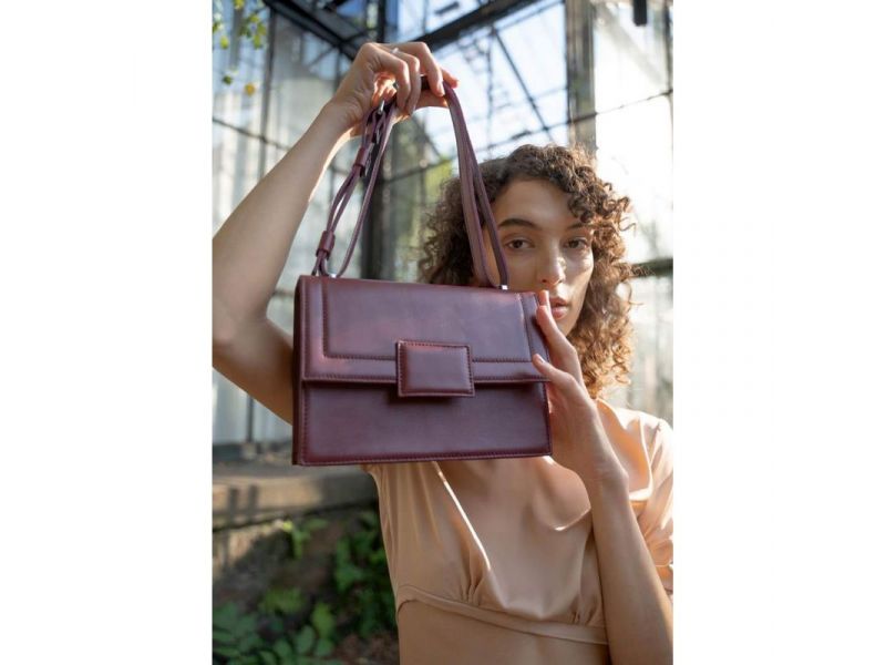 Женская кожаная сумка Kelly бордовая, фото 3