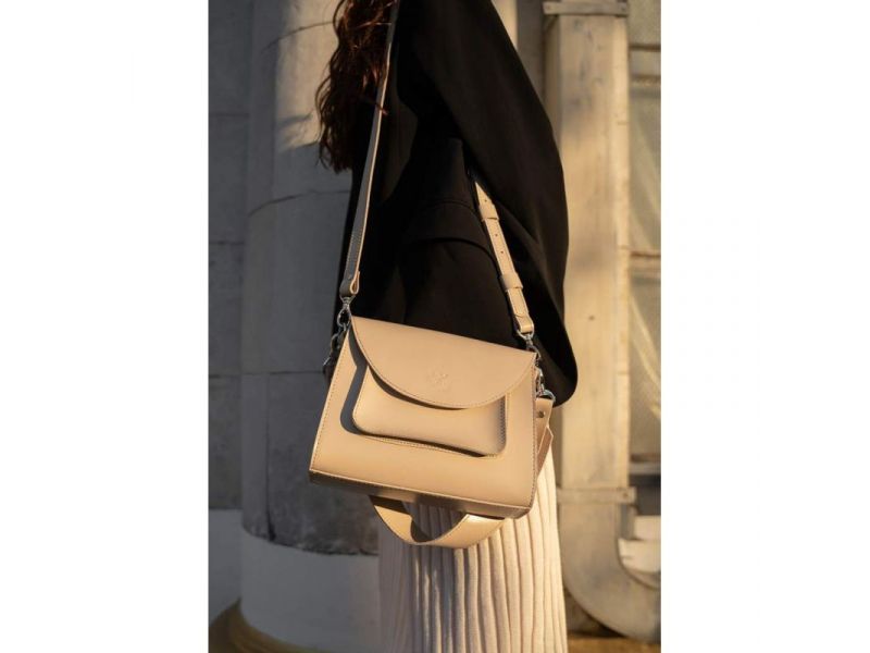 Женская кожаная сумка Liv бежевый краст, фото 2