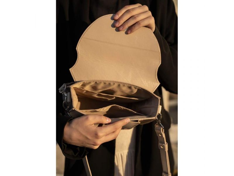 Женская кожаная сумка Liv бежевый краст, фото 7