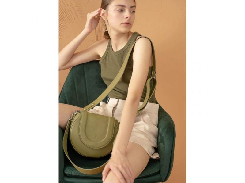 Женская кожаная сумка Mandy оливковая, фото 1