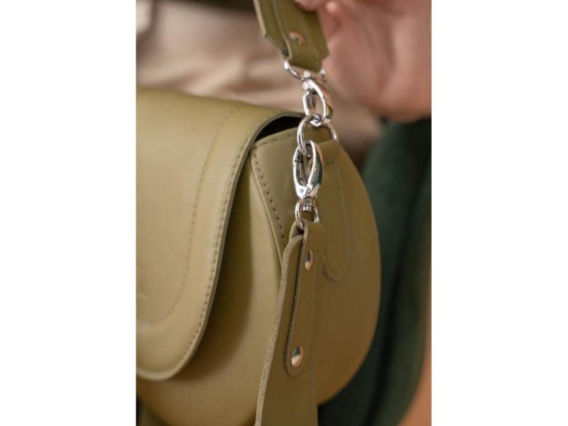 Женская кожаная сумка Mandy оливковая, фото 5