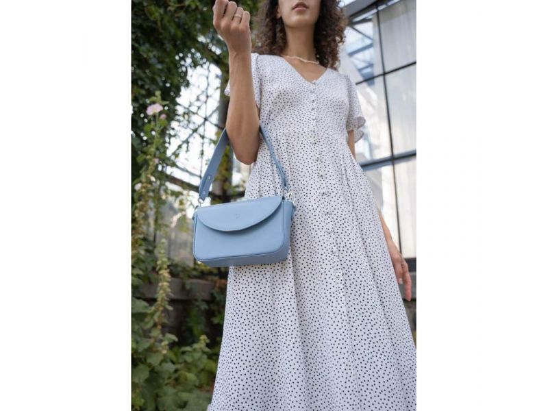 Женская кожаная сумка Molly голубая, фото 2