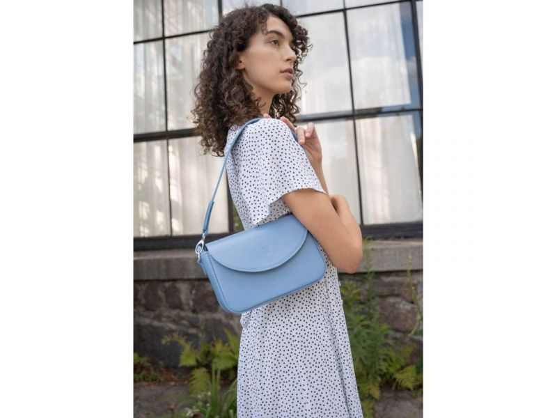 Женская кожаная сумка Molly голубая, фото 1
