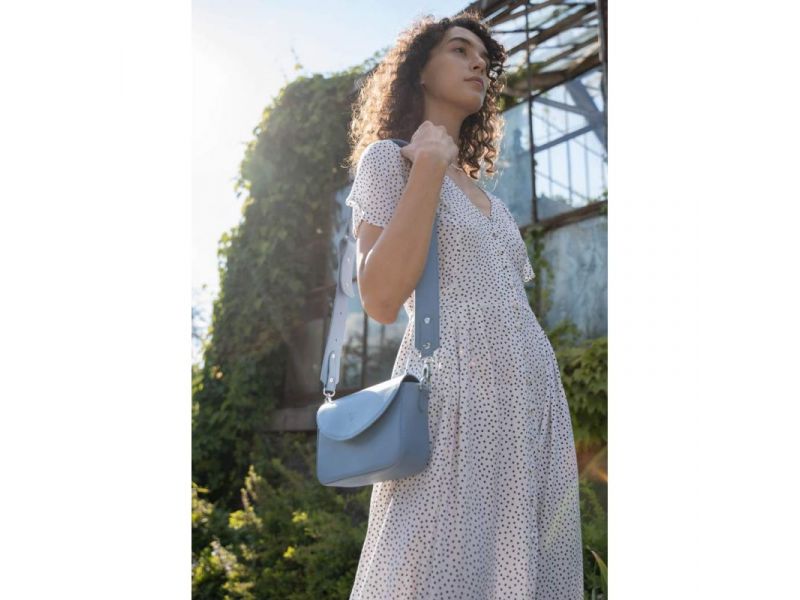 Женская кожаная сумка Molly голубая, фото 4