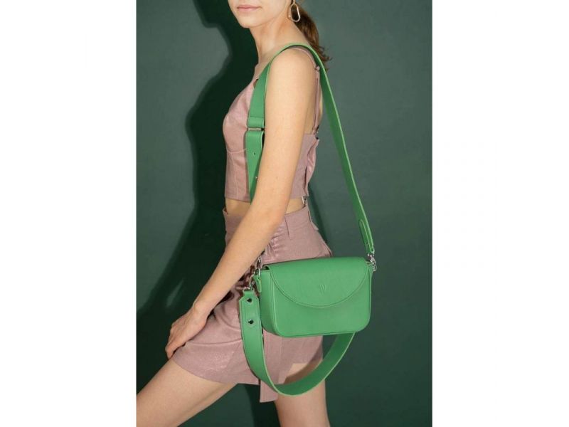 Женская кожаная сумка Molly ярко-зеленая, фото 1